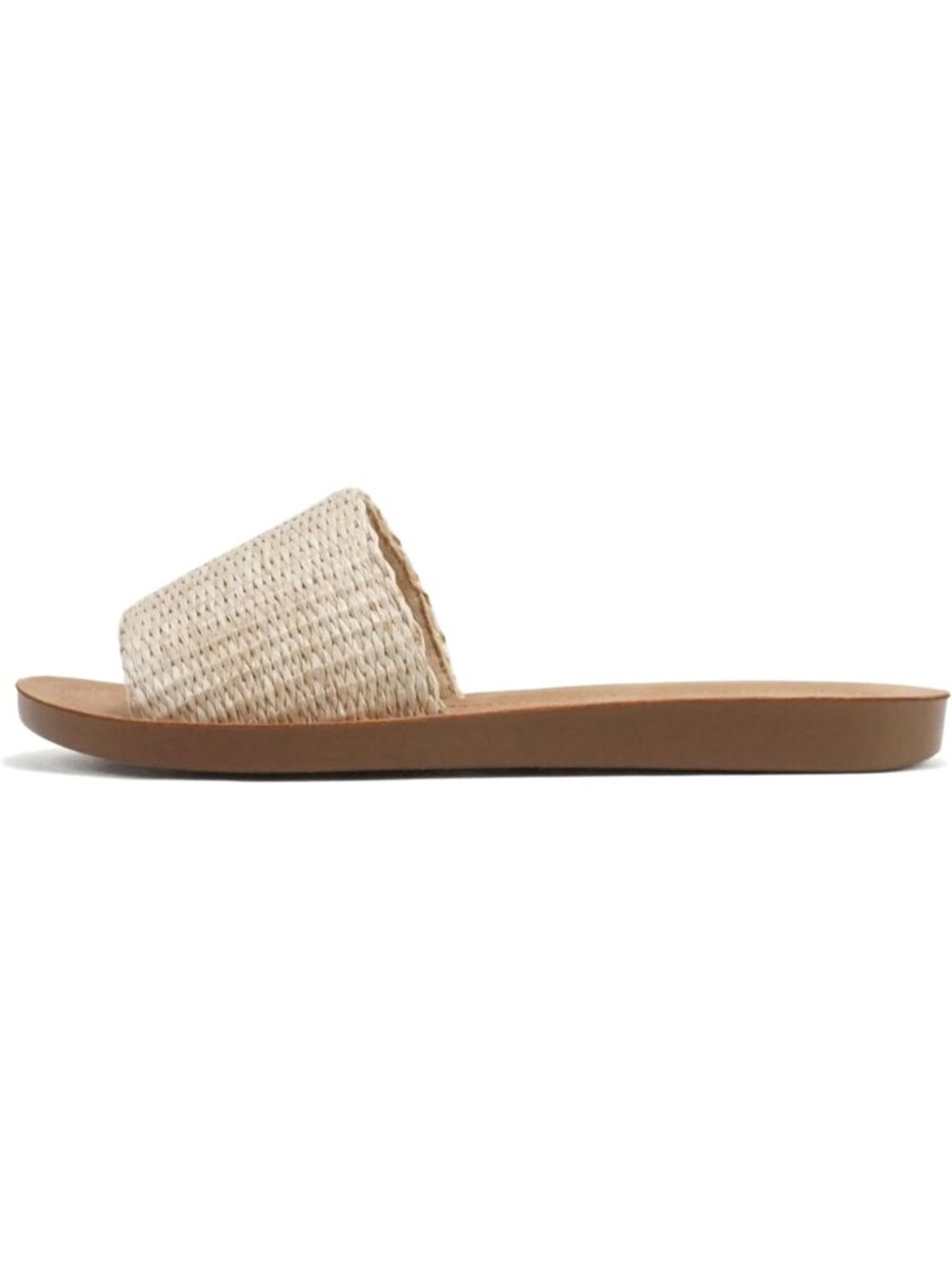 Women's Raffia Nude Peep Toe Basic Plain Slip On Slides Casual Slipper Shoes